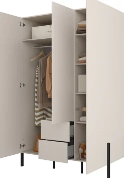 OTTO home Kleiderschrank »Jukon, moderner Kleiderschrank mit Metallfüßen« B/H/T 3-Türer: ca. 135/210/60 4-Türer ca: 180/210/60,push to open Funktion, passend zur JUKON Serie, viel Stauraum