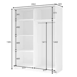 OTTO home Kleiderschrank »Kleiderschrank Charisy mit 4 Einlegeböden und Kleiderstange« Garderobe mit 2 Schwebetüren und Lamellen, B/H/T 200/198,5/62 cm
