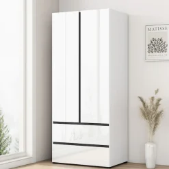 OTTO home Kleiderschrank »Kollin Schlafzimmerschrank mit 2 Türen und 2 Schubladen« Drehtürenschrank mit perfekter Innenausstattung, hochganz Fronten
