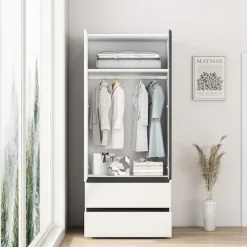 OTTO home Kleiderschrank »Kollin Schlafzimmerschrank mit 2 Türen und 2 Schubladen« Drehtürenschrank mit perfekter Innenausstattung, hochganz Fronten
