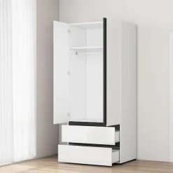OTTO home Kleiderschrank »Kollin Schlafzimmerschrank mit 2 Türen und 2 Schubladen« Drehtürenschrank mit perfekter Innenausstattung, hochganz Fronten