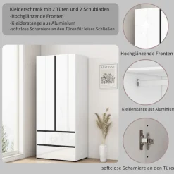 OTTO home Kleiderschrank »Kollin Schlafzimmerschrank mit 2 Türen und 2 Schubladen« Drehtürenschrank mit perfekter Innenausstattung, hochganz Fronten