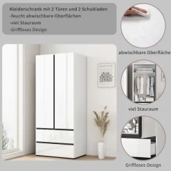 OTTO home Kleiderschrank »Kollin Schlafzimmerschrank mit 2 Türen und 2 Schubladen« Drehtürenschrank mit perfekter Innenausstattung, hochganz Fronten