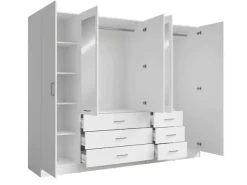 OTTO home Kleiderschrank »KOS Garderobe mit 6 Schubladen, Kleiderstange, 5 Einlegeböden, Spiegel« Wäscheschrank mit 5 Drehtüren, silber Griffen, Maße B/H/T 250/200/58cm