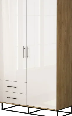 OTTO home Kleiderschrank »Luca Kommode Schrank Schlafzimmer« Hochwertige schwarze Griffe und Kufengestell aus Metall,Schlafzimmerschrank mit 2 Türen und 2 Schubladen, Breite 120cm