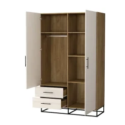 OTTO home Kleiderschrank »Luca Kommode Schrank Schlafzimmer« Hochwertige schwarze Griffe und Kufengestell aus Metall,Schlafzimmerschrank mit 2 Türen und 2 Schubladen, Breite 120cm