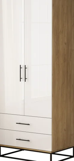 OTTO home Kleiderschrank »Luca Kommode Schrank Schlafzimmer« Hochwertige schwarze Griffe und Kufengestell,Schlafzimmerschrank mit 2 Türen und 2 Schubladen, Breite 80cm