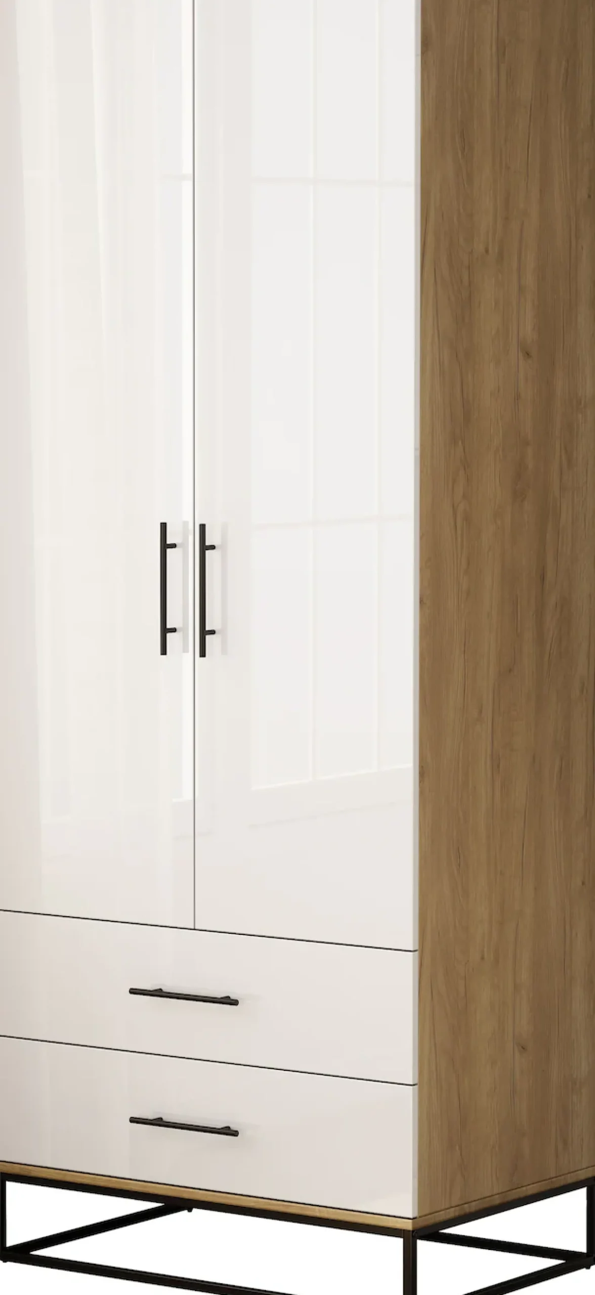 OTTO home Kleiderschrank »Luca Kommode Schrank Schlafzimmer« Hochwertige schwarze Griffe und Kufengestell,Schlafzimmerschrank mit 2 Türen und 2 Schubladen, Breite 80cm
