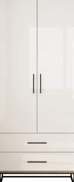 OTTO home Kleiderschrank »Luca Kommode Schrank Schlafzimmer« Hochwertige schwarze Griffe und Kufengestell,Schlafzimmerschrank mit 2 Türen und 2 Schubladen, Breite 80cm