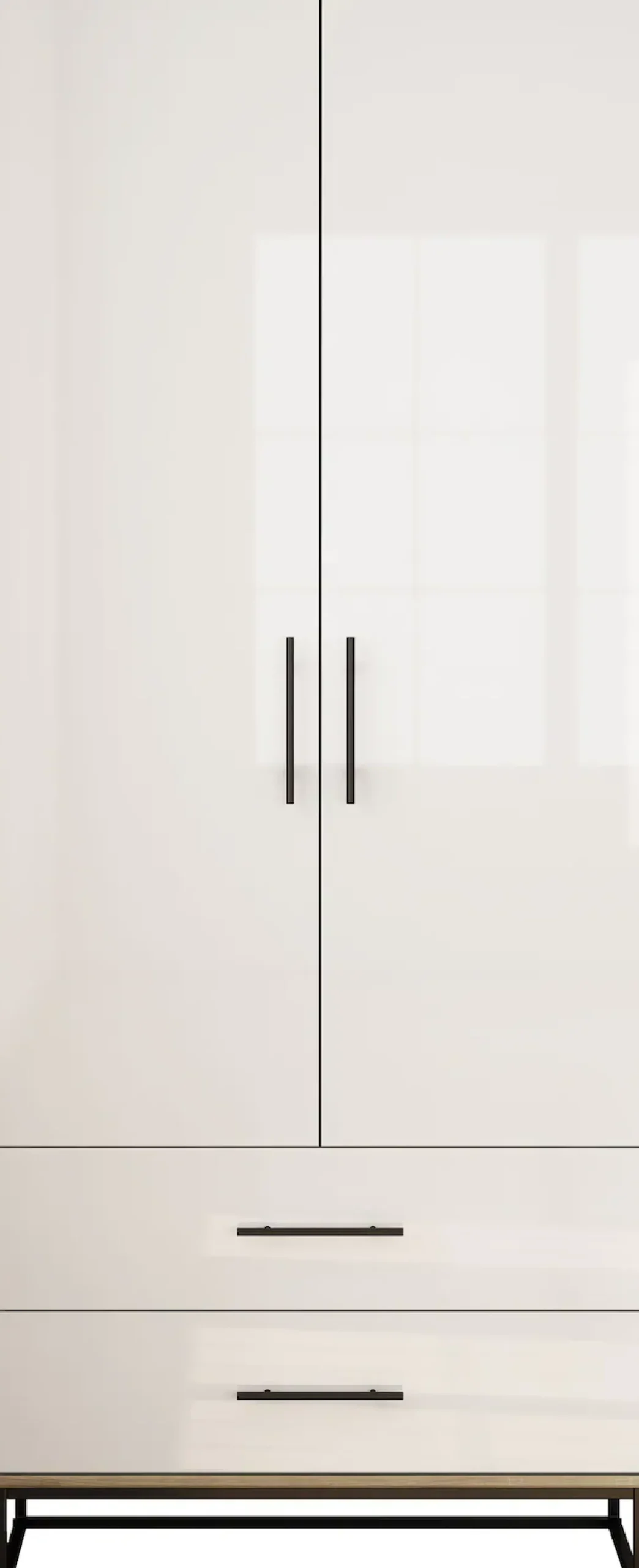 OTTO home Kleiderschrank »Luca Kommode Schrank Schlafzimmer« Hochwertige schwarze Griffe und Kufengestell,Schlafzimmerschrank mit 2 Türen und 2 Schubladen, Breite 80cm