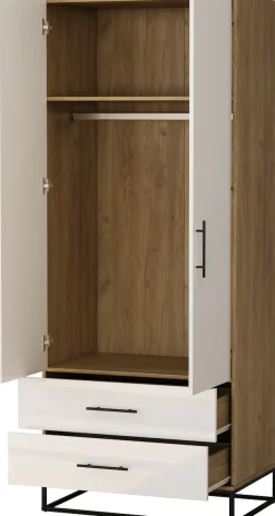 OTTO home Kleiderschrank »Luca Kommode Schrank Schlafzimmer« Hochwertige schwarze Griffe und Kufengestell,Schlafzimmerschrank mit 2 Türen und 2 Schubladen, Breite 80cm
