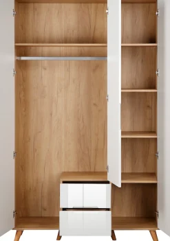 OTTO home Kleiderschrank »Lund Schlafzimmerschrankim skandinavischem Design« Garderobenschrank mit Premium Innenausstattung, Breite 120cm