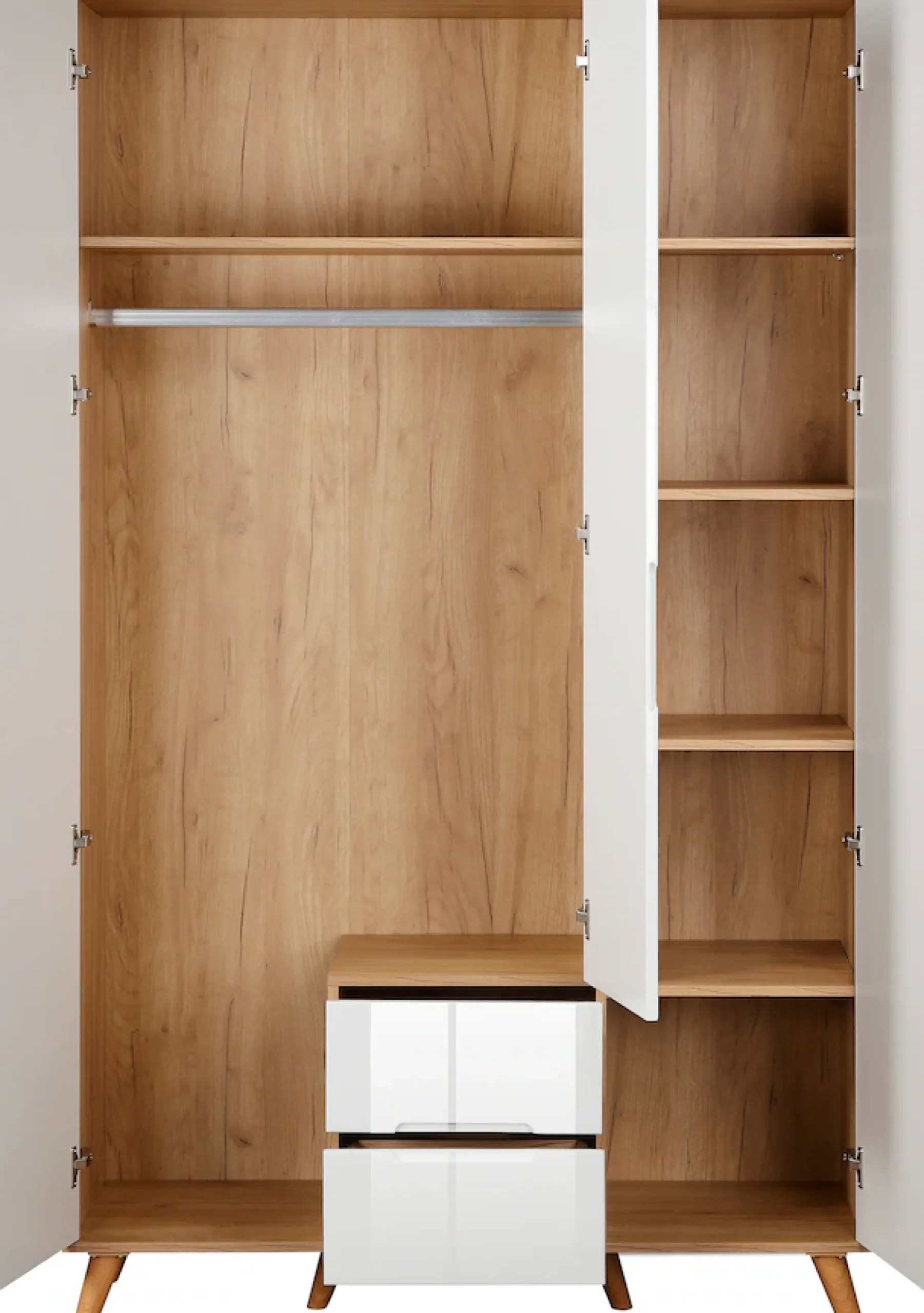 OTTO home Kleiderschrank »Lund Schlafzimmerschrankim skandinavischem Design« Garderobenschrank mit Premium Innenausstattung, Breite 120cm