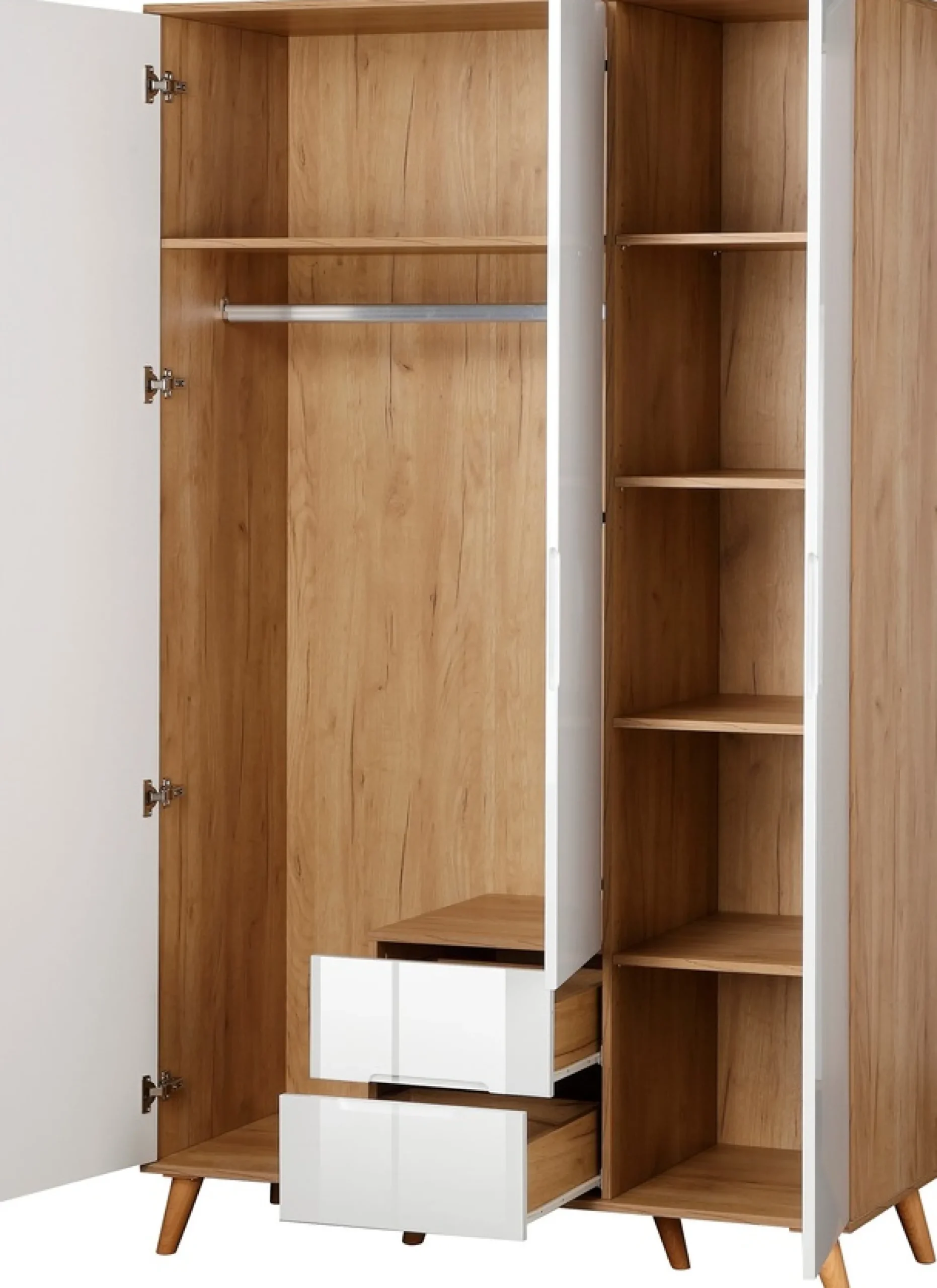 OTTO home Kleiderschrank »Lund Schlafzimmerschrankim skandinavischem Design« Garderobenschrank mit Premium Innenausstattung, Breite 120cm