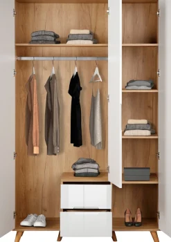 OTTO home Kleiderschrank »Lund Schlafzimmerschrankim skandinavischem Design« Garderobenschrank mit Premium Innenausstattung, Breite 120cm