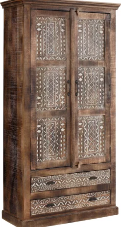 OTTO home Kleiderschrank »Maneesh« aus massivem Mangoholz und vielen Stauraummöglichkeiten, Höhe 190 cm