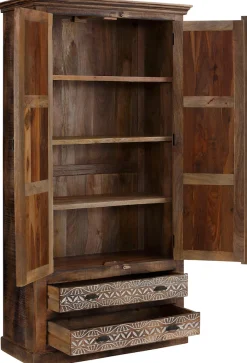 OTTO home Kleiderschrank »Maneesh« aus massivem Mangoholz und vielen Stauraummöglichkeiten, Höhe 190 cm