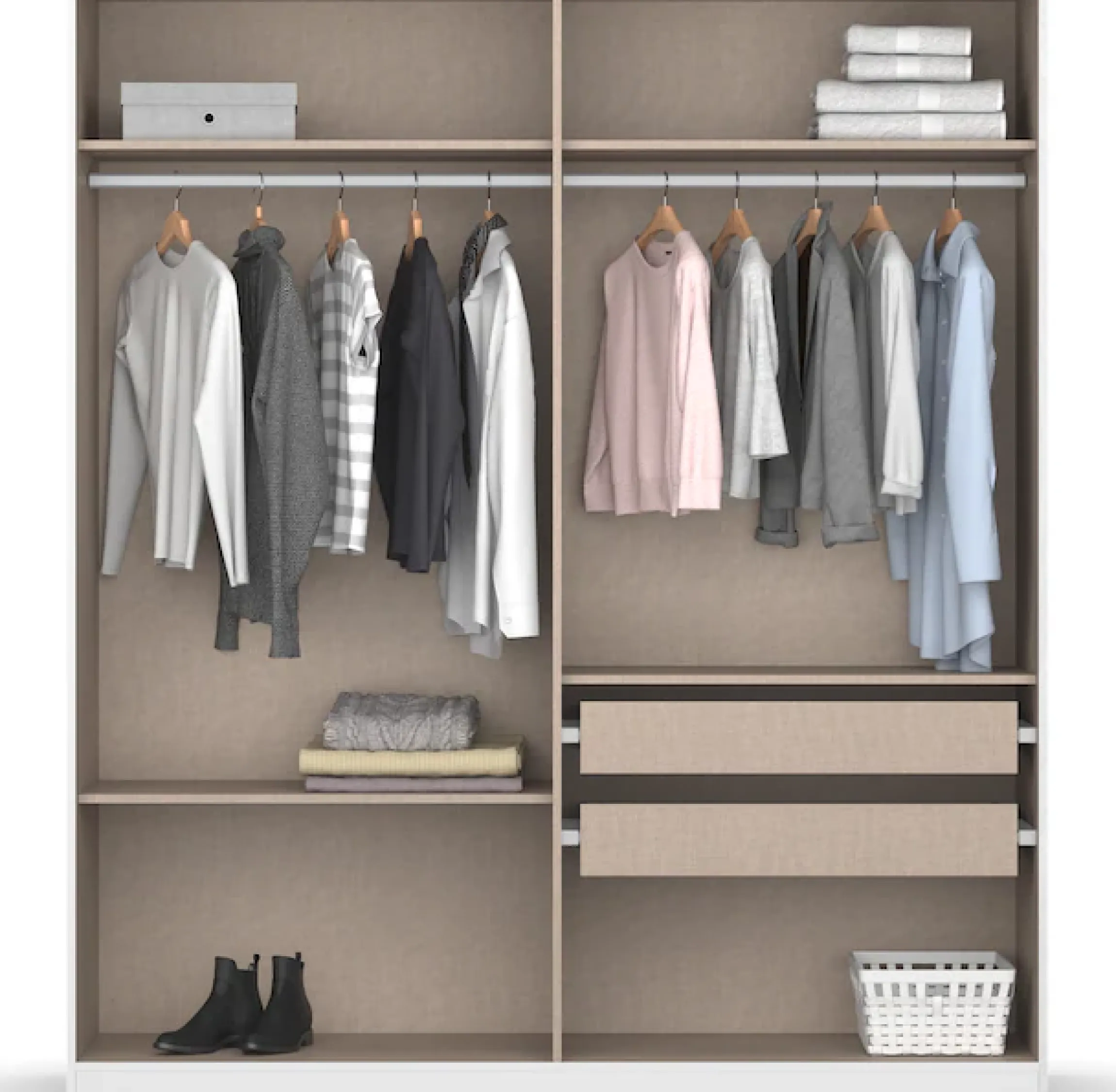 OTTO home Kleiderschrank »Mehrzweckschrank Aktenschrank Möbel Mietswohnung Schlafzimmer KOLUNA« Breiten 181/226/271/315 cm Höhen 210/229 cm, moderne Dekor-Front,inkl. 2 Innenschubladen sowie extra Einlegeböden MADE IN GERMANY