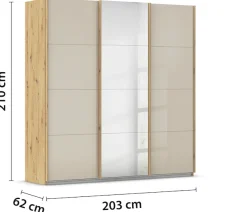 OTTO home Kleiderschrank »Mehrzweckschrank Aktenschrank Möbel Mietswohnung Schlafzimmer KOLUNA« 3 Ausstattungen BASIC/CLASSIC/PREMIUM (inkl. SOFT-CLOSE-FUNKTION),Breiten 203/271/315/360 cm Höhen 210/229 Glas-Front MADE IN GERMANY