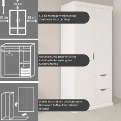 OTTO home Kleiderschrank »Mehrzweckschrank Aktenschrank Möbel Mietswohnung Schlafzimmer MARLENE« 3 verschiedene Ausstattungen BASIC/CLASSIC/PREMIUM (inkl. SOFT-CLOSE),in 3 Breiten 91/136/181 cm im Landhaus-Stil MADE IN GERMANY