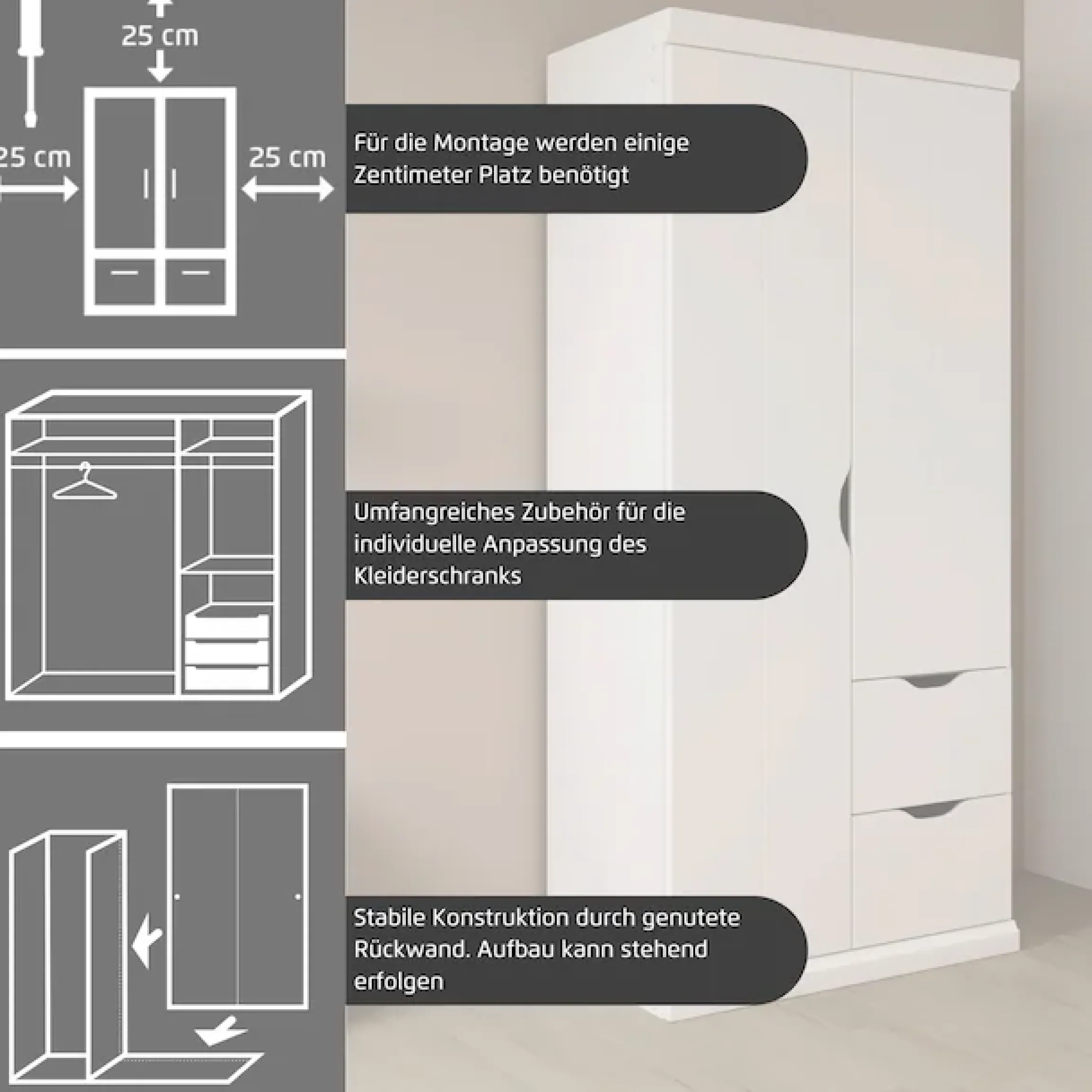 OTTO home Kleiderschrank »Mehrzweckschrank Aktenschrank Möbel Mietswohnung Schlafzimmer MARLENE« 3 verschiedene Ausstattungen BASIC/CLASSIC/PREMIUM (inkl. SOFT-CLOSE),in 3 Breiten 91/136/181 cm im Landhaus-Stil MADE IN GERMANY
