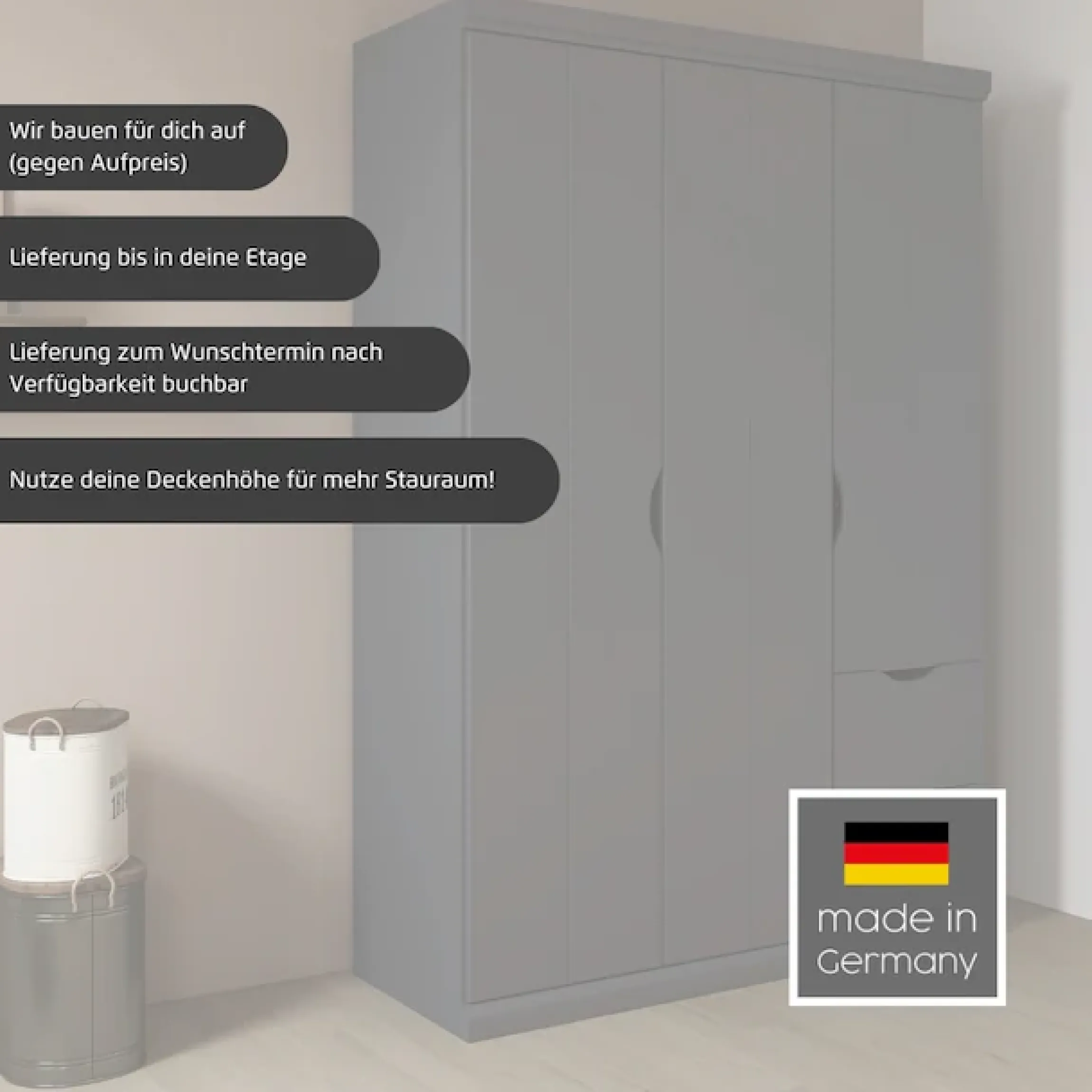 OTTO home Kleiderschrank »Mehrzweckschrank Aktenschrank Möbel Mietswohnung Schlafzimmer MARLENE« 3 verschiedene Ausstattungen BASIC/CLASSIC/PREMIUM (inkl. SOFT-CLOSE),in 3 Breiten 91/136/181 cm im Landhaus-Stil MADE IN GERMANY