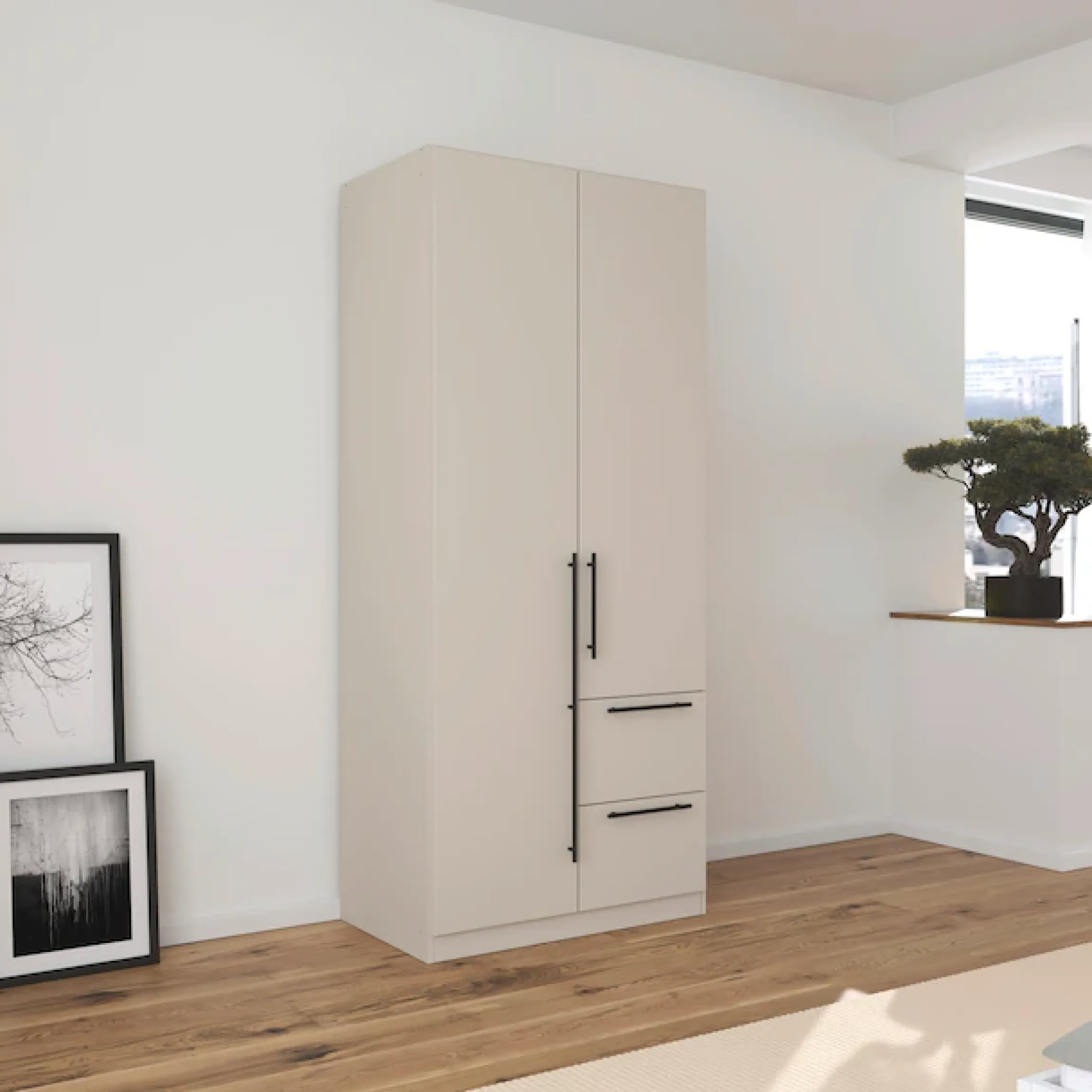 OTTO home Kleiderschrank »Mehrzweckschrank Aktenschrank Möbel Mietswohnung Schlafzimmer AVOLA« 3 verschiedene Ausstattungen BASIC/CLASSIC/PREMIUM (inkl. SOFT-CLOSE),mit hochwertigen Stangengriffen aus Metall in Schwarz MADE IN GERMANY