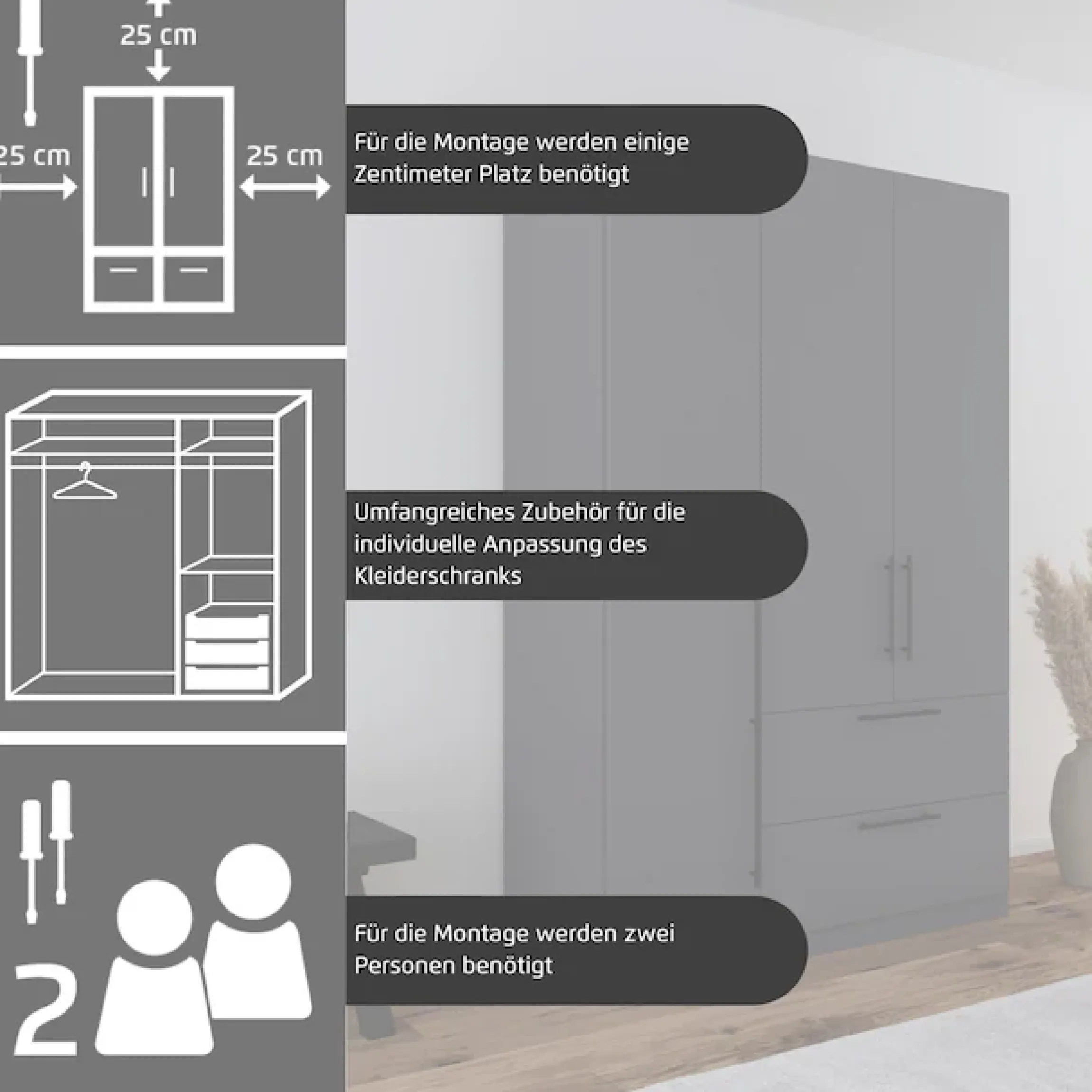 OTTO home Kleiderschrank »Mehrzweckschrank Aktenschrank Möbel Mietswohnung Schlafzimmer AVOLA« 3 verschiedene Ausstattungen BASIC/CLASSIC/PREMIUM (inkl. SOFT-CLOSE),mit hochwertigen Stangengriffen aus Metall in Schwarz MADE IN GERMANY