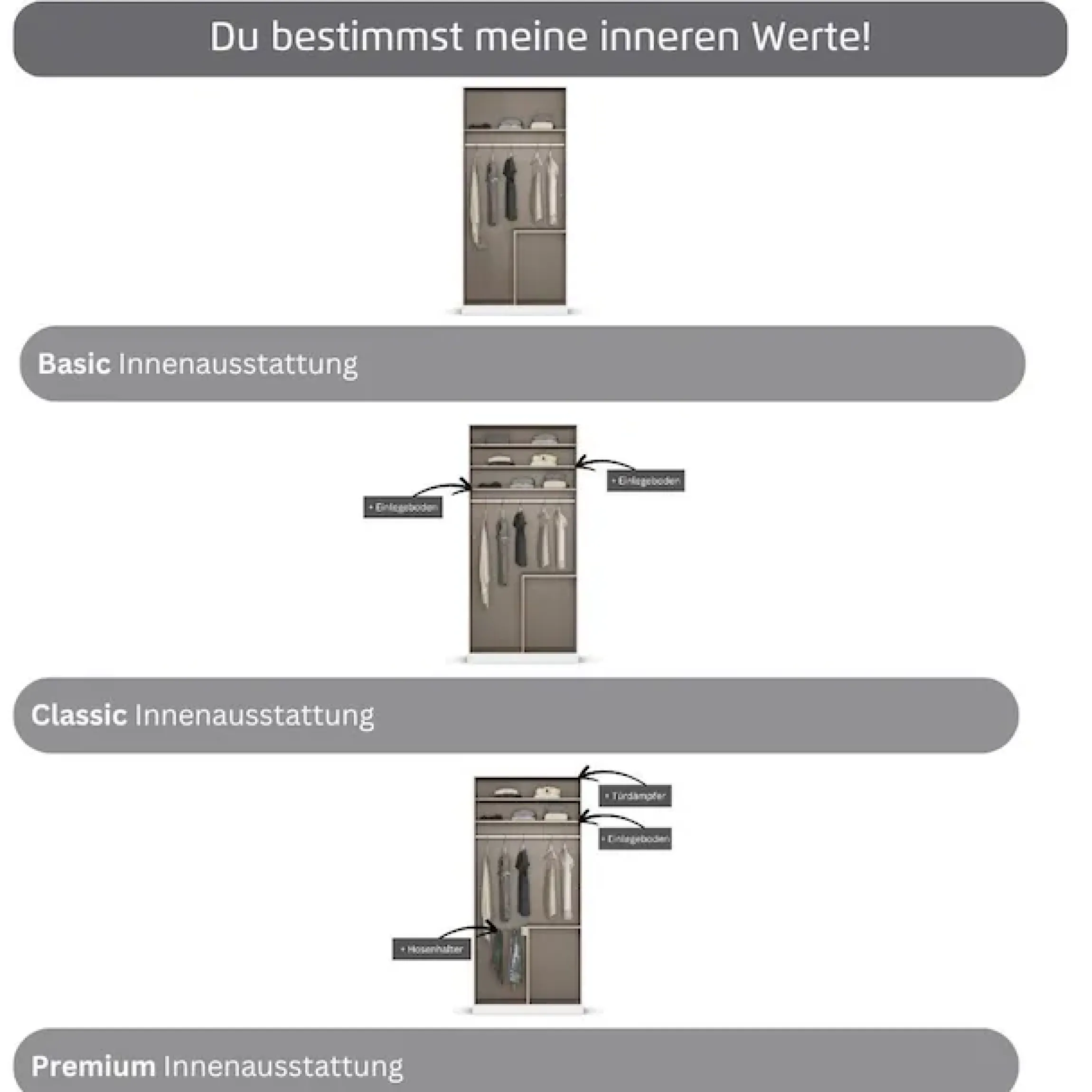 OTTO home Kleiderschrank »Mehrzweckschrank Aktenschrank Möbel Mietswohnung Schlafzimmer AVOLA« 3 verschiedene Ausstattungen BASIC/CLASSIC/PREMIUM (inkl. SOFT-CLOSE),mit hochwertigen Stangengriffen aus Metall in Schwarz MADE IN GERMANY