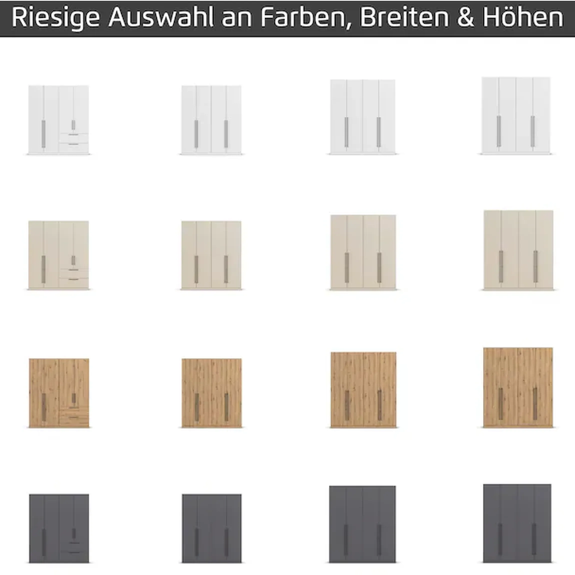 OTTO home Kleiderschrank »Mehrzweckschrank Aktenschrank Möbel Mietswohnung Schlafzimmer AVOLA« 3 verschiedene Ausstattungen BASIC/CLASSIC/PREMIUM (inkl. SOFT-CLOSE),mit hochwertigen Stangengriffen aus Metall in Schwarz MADE IN GERMANY
