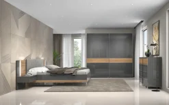 OTTO home Kleiderschrank »Onyx, Schwebetürenschrank inklusive Innenleben,FSC-zertifiziert« in 3 Breiten: 182, 230 oder 272cm,Höhe 224cm,UV lackiert, hochglänzend anthrazit, mit Soft-Close Funktion