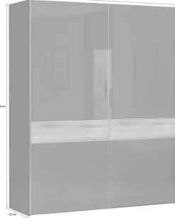 OTTO home Kleiderschrank »Onyx, Schwebetürenschrank inklusive Innenleben,FSC-zertifiziert« in 3 Breiten: 182, 230 oder 272cm,Höhe 224cm,UV lackiert, hochglänzend anthrazit, mit Soft-Close Funktion
