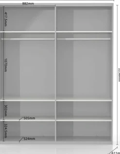 OTTO home Kleiderschrank »Onyx, Schwebetürenschrank inklusive Innenleben,FSC-zertifiziert« in 3 Breiten: 182, 230 oder 272cm,Höhe 224cm,UV lackiert, hochglänzend anthrazit, mit Soft-Close Funktion