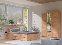 OTTO home Kleiderschrank »Sabrina, natürlicher Landhausstil, mit Innenausstattung« Spiegel und Schubladen, teilmassiv,Buche oder Eiche, FSC-zertifiziert