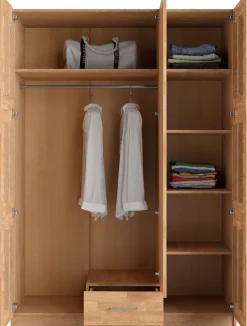 OTTO home Kleiderschrank »Sabrina, natürlicher Landhausstil, mit Innenausstattung« Spiegel und Schubladen, teilmassiv,Buche oder Eiche, FSC-zertifiziert