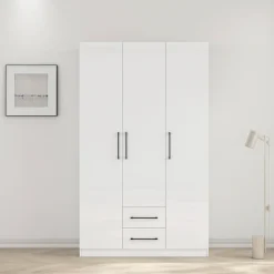 OTTO home Kleiderschrank »Sylt Schlafzimmerschrank Garderobe Schrank hochglanz« hochwertige schwarze Metallgriffe,Drehtürenschrank mit perfekter Innenausstattung, Breite 120cm