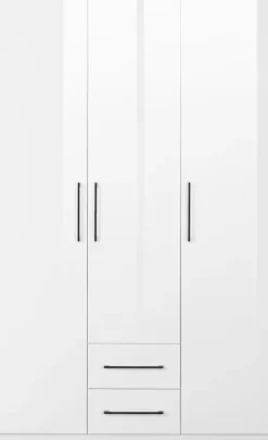 OTTO home Kleiderschrank »Sylt Schlafzimmerschrank Garderobe Schrank hochglanz« hochwertige schwarze Metallgriffe,Drehtürenschrank mit perfekter Innenausstattung, Breite 120cm