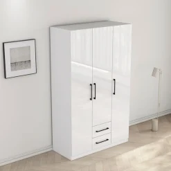 OTTO home Kleiderschrank »Sylt Schlafzimmerschrank Garderobe Schrank hochglanz« hochwertige schwarze Metallgriffe,Drehtürenschrank mit perfekter Innenausstattung, Breite 120cm