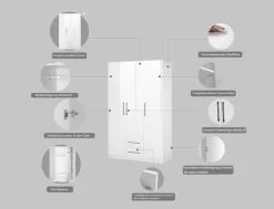 OTTO home Kleiderschrank »Sylt Schlafzimmerschrank Garderobe Schrank hochglanz« hochwertige schwarze Metallgriffe,Drehtürenschrank mit perfekter Innenausstattung, Breite 120cm