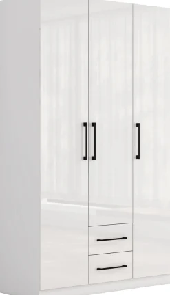 OTTO home Kleiderschrank »Sylt Schlafzimmerschrank Garderobe Schrank hochglanz« hochwertige schwarze Metallgriffe,Drehtürenschrank mit perfekter Innenausstattung, Breite 120cm