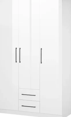 OTTO home Kleiderschrank »Sylt Schlafzimmerschrank Garderobe Schrank hochglanz« hochwertige schwarze Metallgriffe,Drehtürenschrank mit perfekter Innenausstattung, Breite 120cm