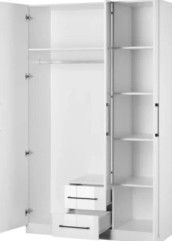 OTTO home Kleiderschrank »Sylt Schlafzimmerschrank Garderobe Schrank hochglanz« hochwertige schwarze Metallgriffe,Drehtürenschrank mit perfekter Innenausstattung, Breite 120cm