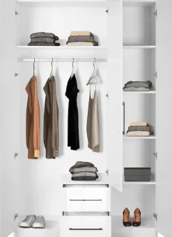 OTTO home Kleiderschrank »Sylt Schlafzimmerschrank Garderobe Schrank hochglanz« hochwertige schwarze Metallgriffe,Drehtürenschrank mit perfekter Innenausstattung, Breite 120cm