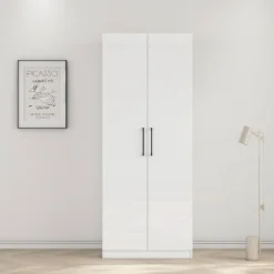 OTTO home Kleiderschrank »Sylt Schlafzimmerschrank Garderobe Schrank hochglanz« hochwertige Metall Griffe in schwarz,Drehtürenschrank mit perfekter Innenausstattung, Breite 80cm
