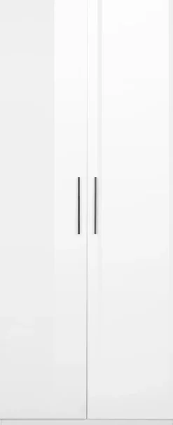 OTTO home Kleiderschrank »Sylt Schlafzimmerschrank Garderobe Schrank hochglanz« hochwertige Metall Griffe in schwarz,Drehtürenschrank mit perfekter Innenausstattung, Breite 80cm