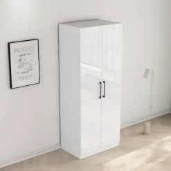 OTTO home Kleiderschrank »Sylt Schlafzimmerschrank Garderobe Schrank hochglanz« hochwertige Metall Griffe in schwarz,Drehtürenschrank mit perfekter Innenausstattung, Breite 80cm