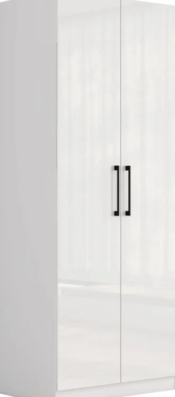 OTTO home Kleiderschrank »Sylt Schlafzimmerschrank Garderobe Schrank hochglanz« hochwertige Metall Griffe in schwarz,Drehtürenschrank mit perfekter Innenausstattung, Breite 80cm
