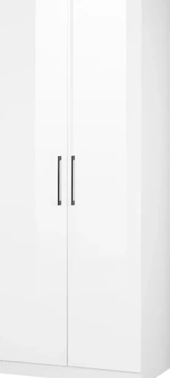 OTTO home Kleiderschrank »Sylt Schlafzimmerschrank Garderobe Schrank hochglanz« hochwertige Metall Griffe in schwarz,Drehtürenschrank mit perfekter Innenausstattung, Breite 80cm