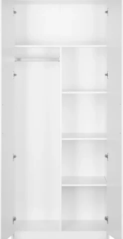 OTTO home Kleiderschrank »Sylt Schlafzimmerschrank Garderobe Schrank hochglanz« hochwertige Metall Griffe in schwarz,Drehtürenschrank mit perfekter Innenausstattung, Breite 80cm