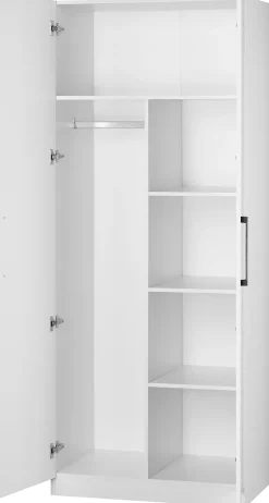 OTTO home Kleiderschrank »Sylt Schlafzimmerschrank Garderobe Schrank hochglanz« hochwertige Metall Griffe in schwarz,Drehtürenschrank mit perfekter Innenausstattung, Breite 80cm